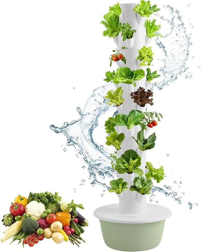 Hydroponics Tower Indoor Growing System Vertical Garden Planter Indoor Smart Garden Kit with Pump and Movable Water Tank,for Herbs, Fruits and Vegetables 5Layer-NoLight