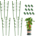 Legigo 4 Pack 18 Inch Plant Support Cages Tomato Cage for Garden- Small Plant Cages Adjustable Rings, Tomato Plant Support Stakes Trellis for Pots, Peppers, Cucumbers and Flowers with 10 Plant Clips