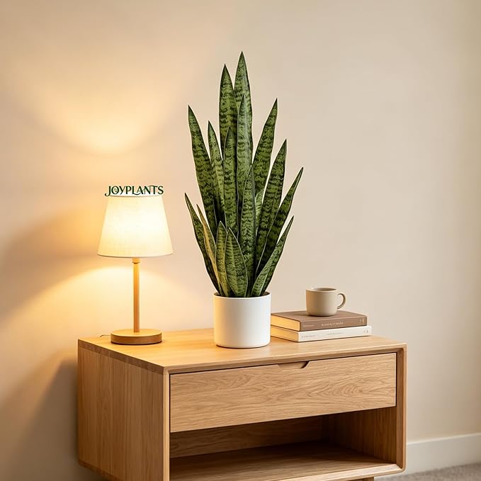 Fake Snake Plant, 35" Artificial Potted Plant with White Pot, Realistic Faux Plant for Home Decor, Low Maintenance No Watering Needed for Desk Corner Office & Pet Areas (Green 35in)