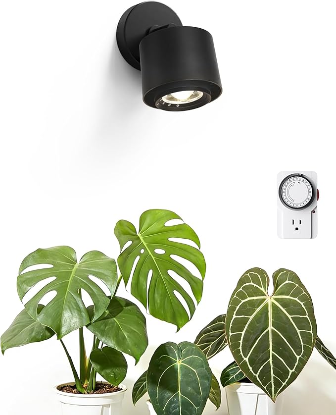 Barrina TR40a Track Grow Lights for Indoor Plants, 15°-60° Adjustable Beam Angle, 40W 4000K Full Spectrum LED Plant Light, High PPFD Spotlight Grow Lamps with Timer for House Plants, 1-Pack, Black
