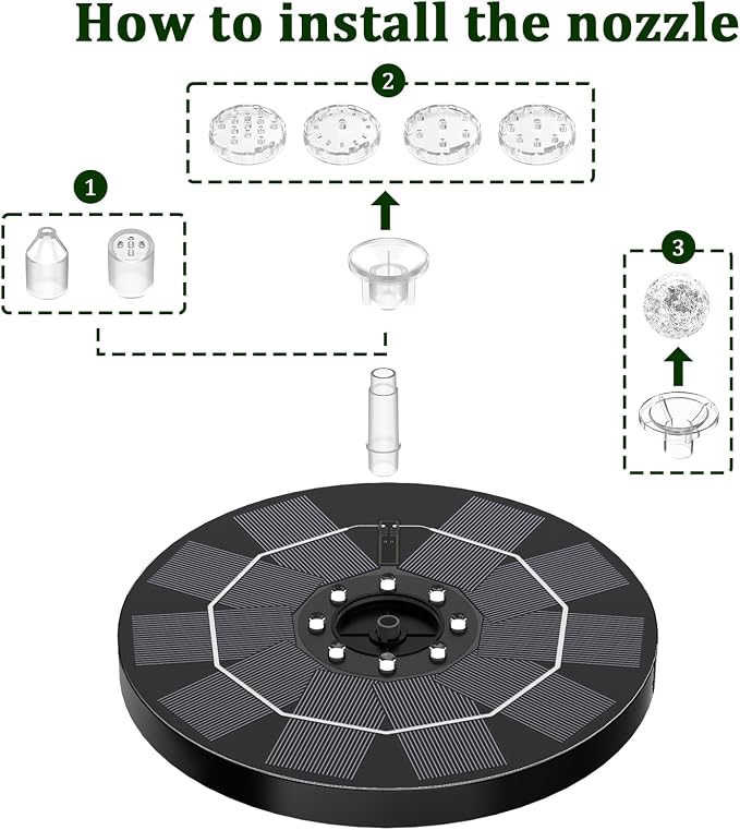 AISITIN Crystal Ball Solar Fountain Pump, 3.5W Water Pump with 3000mAh Battery for Overnight Use (Up to 8H), LED Light Up Bird Bath Fountain Decoration for Garden, Pond, Outdoor