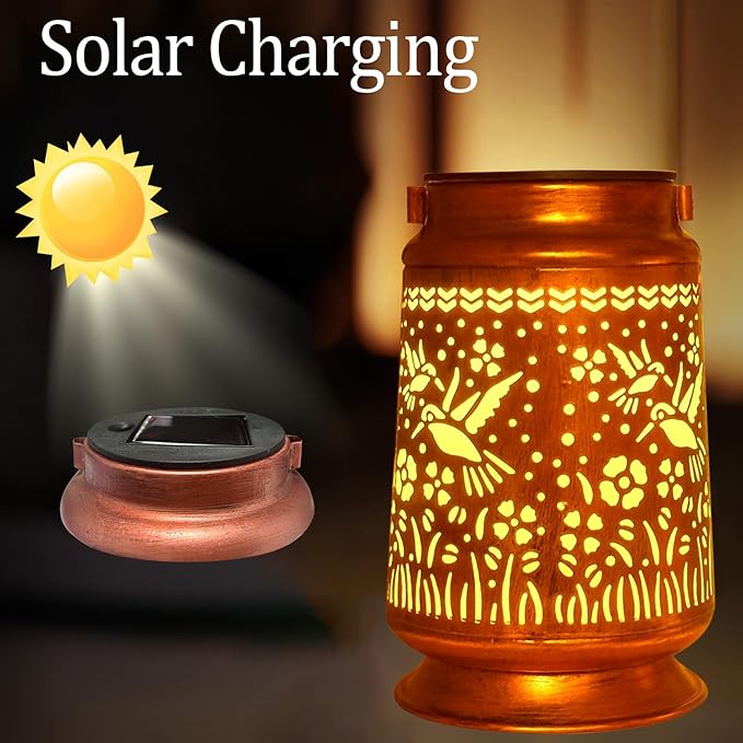 Solar Lanterns Outdoor Waterproof Gifts for Women Grandma Gifts for Mom Dragonfly Projection Garden Decor Solar Hanging Lantern Metal for Patio Yard Festival Pathway Landscape (Dragonfly, 4)