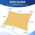 RoomHacks 12'x16' Sun Shade Sail, UV Protection Outdoor Shade, Curved Tear Resistant Heavy Duty Sun Shade for Patio Garden, Backyard, Deck, Car Port, Playground, (Sand)