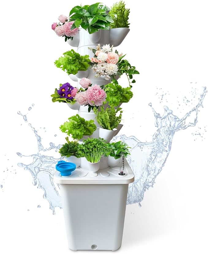25 Plants Hydroponic Tower, Hydroponics Growing System Tower, Hydroponics Tower with Timer Automatic Watering, Vertical Hydroponic Tower, Planter Germination Kit for Herbs Vegetables Fruits