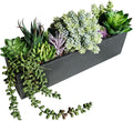 Winlyn 14" Artificial Succulent Plants Arrangement Assorted Faux Succulents in Rustic Black Rectangular Wooden Planter Box Faux Potted Plant Decor for Farmhouse Home Windowsill Shelf Table Centerpiece
