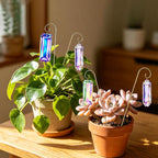 4 Pack Big Crystal Suncatcher Plant Stakes with Golden Trellis – AB Colored Prisms for Indoor Potted Plants, Rainbow Maker Garden Sun Catcher, Window Hanging Crystals for Home Outdoor Decor
