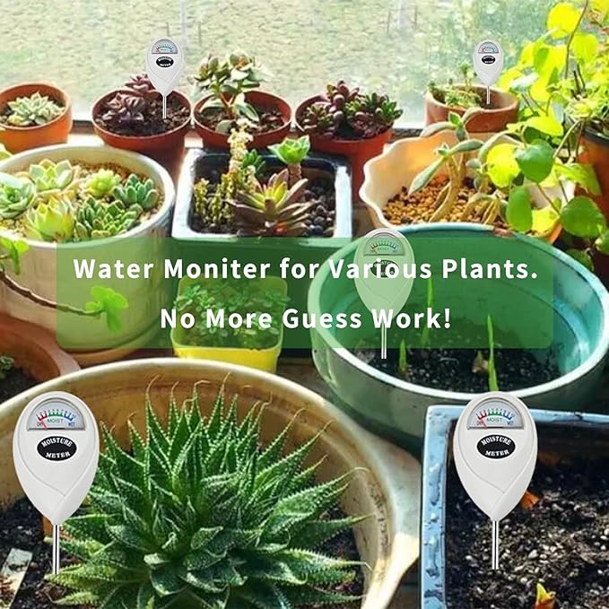 Soil Moisture Meter, 2 Pack Long Probe Soil Moisture Monitor for House Plants, Soil Hygrometer Moisture Sensor for Indoor & Outdoor, Garden, Farm, Lawn Plant Care, No Battery Needed(White)