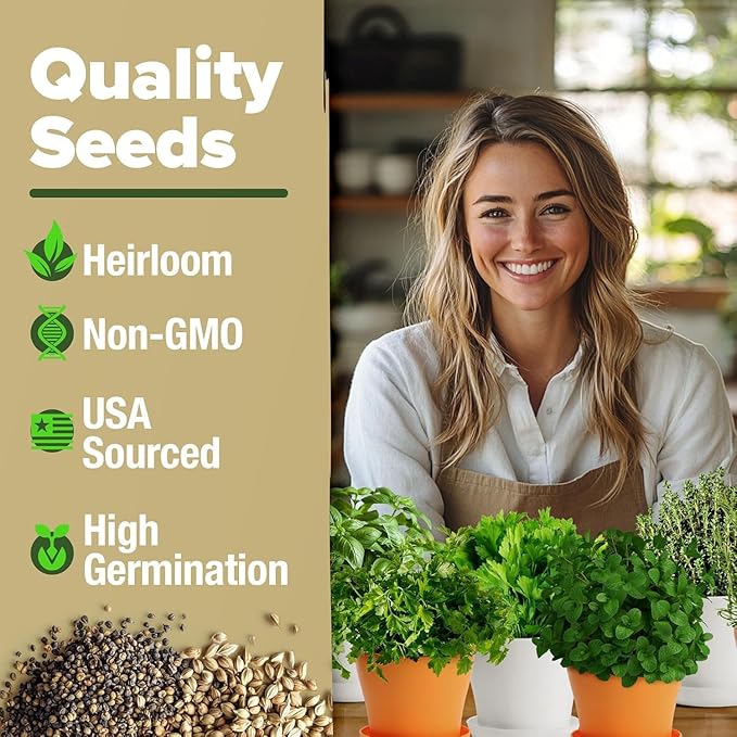 HOME GROWN Gift Herb Kit – 8 Herb Seeds Set with Basil, Cilantro, Mint & More, Complete Indoor Grow Kit for Kitchen, Gardening Gifts for Women & Men, Ideal for Cooking & Home Décor