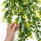 PASYOU Fake Hanging Vines, Artificial Plants Plastic Leaves Faux Vine Greenery Ivy Plant for Indoor Outdoor Garden Office Bathroom Decor Wedding Party Christmas Baskets DIY Decoration Yellow 2 Pack