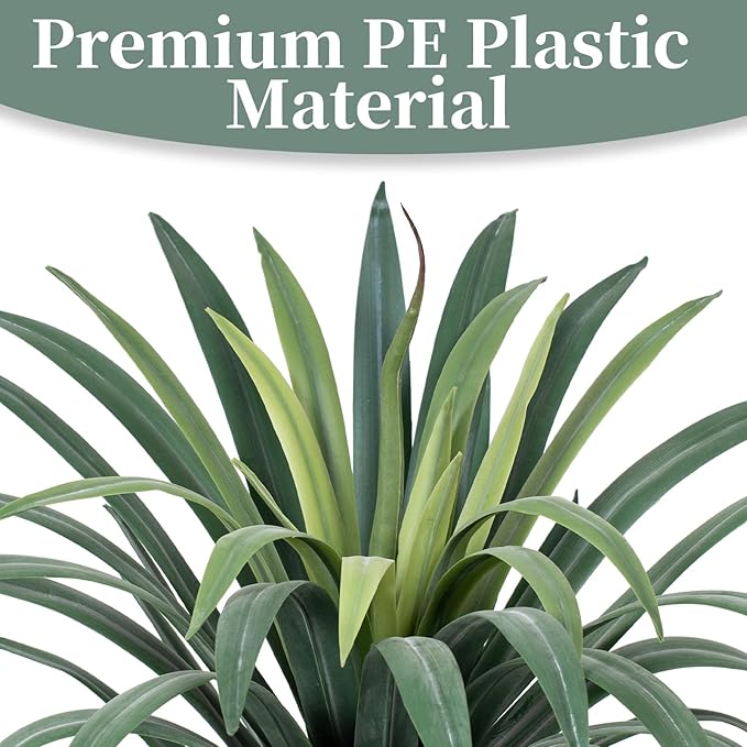 Artificial Agave Plant 19.68Inch UV Resistant Faux Agave Plant Outdoor Large Fake Plants Indoor Realistic Artificial Plants Without Pot for Outdoor Patio Garden Indoor Home Decor (2 Packs)