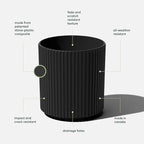 Veradek Demi Series Round Planter for Porch, Patio, Backyard | Durable Plastic-Stone Composite Material | Modern Décor for Tall Plants, Flowers