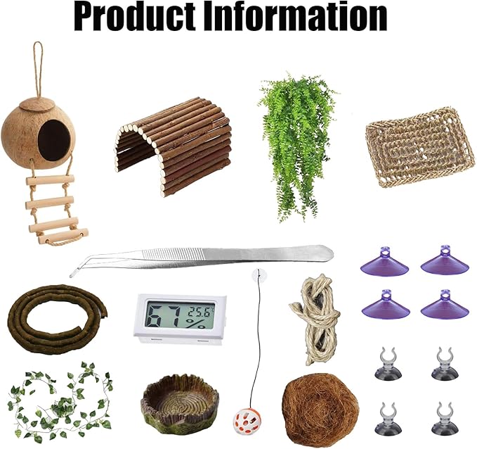 TEICCI 20items Bearded Dragon Tank Accessories Set,20-Piece Kit Leopard Gecko Tank Accessories with Reptile Bridge,Bearded Dragon Hammock,Decor Suitable for Lizards, Geckos, and Chameleons