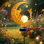 ZNYCYE Solar Garden Decor Outdoor Statue, Moon Fairy Garden Figurines with Dog Design for Mom Women Grandma Solar Stake Lights for Patio, Yard, Lawn, Pathway (Warm White)
