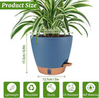 2 Pack 8 inch Plant Pots, Plastic Self Watering Planters with Drainage Holes, Deep Reservoir, Water Level Indicator, Modern Decorative Flower Pots for Indoor Outdoor Plants (Navy Blue, 8 inch)