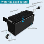 Pool Fountain,Acrylic Waterfall Spillway Pond Fountain,Includes Waterfall Box,Filter Media,Pipe Connector,12 Inches Black Pool Water Feature for Garden Patio,Backyard Koi Pond Decor