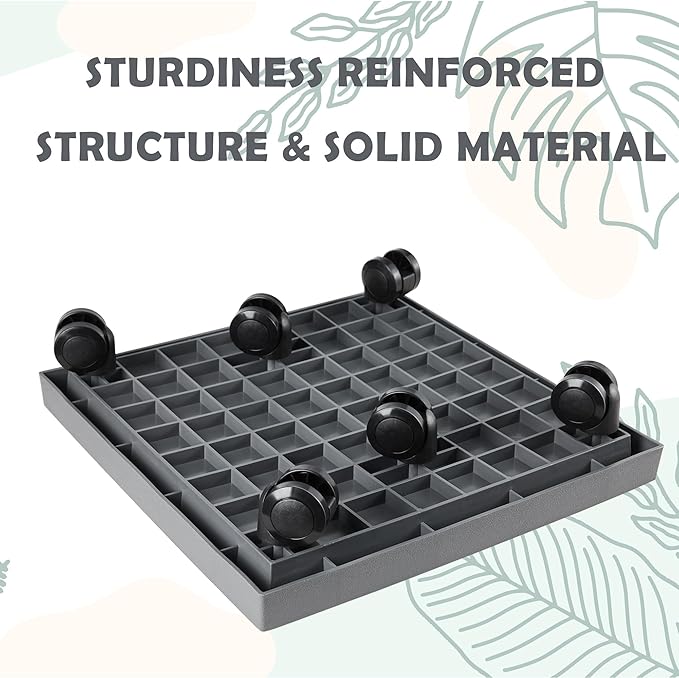 11.4 Inch Square Rolling Plant Caddy Saucer with Wheels, Heavy Duty Wheeled Planter Stand for Potted Plant, Coaster Roller Base Tray with Casters, Flower Pot Dolly Holder for Indoor Outdoor