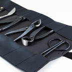 Wazakura Made in Japan Bonsai Tool Case with 16 pockets in Polyurethane Leather, Japanese Garden Tool Kit Roll Storage Bag - 16 Pockets Black PU Leather