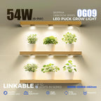Barrina Orbgrow OG09 Puck Grow Light with Timer, 660nm Red LEDs 54W(6 x 9W, 810 Watt Equiv), Full Spectrum Plant Light for Indoor Plant, Magnetic & Linkable, 5 Levels Dimmable for Plant Shelf, 6 Packs