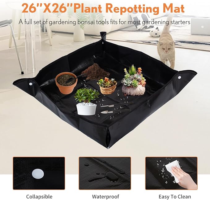 Bonsai Tools Kit 20 Pcs Garden Tools Set for Starters, Gardening Gifts for Women Men Includes Bonsai Wire Kit, Plant Mat, Pruning Shears, Bonsai Scissors, Succulent Tools in Leather Storage Bag