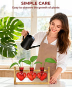 Nacome Plant Terrarium Propagation Stations: Mothers Day Gifts for Mom Plant Lovers Women Wife Daughter - 3 Bulb Glass Vase with Wooden Stand Tabletop for Hydroponics Garden Home Wall Decor(Red)