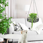 Plant Hanger, 2pcs Metal Hanging Plant Shelf Decorative Planter Flower Pots Holder for Indoor Outdoor, Modern Plant Hanging Basket for Balcony Porch Garden Home Decor, Black