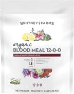Whitney Farms Organic Blood Meal 12-0-0 - Nitrogen Fertilizer for Growth in Flowers, Vegetables, Bulbs, Trees and Shrubs, 3 lb.