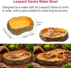 14Pcs Leopard Gecko Tank Accessories Set, Reptile Care Kit with Feeding Tweezers, Silicone Spoon, Hideout, Water Dish & Food Bowls for Leopard Gecko Terrarium