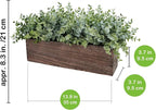 Winlyn 14" Artificial Eucalyptus in Rectangular Wood Planter Box Faux Plants Arrangement Centerpiece Wooden Potted Eucalyptus Plant for Farmhouse Wedding Dining Table Centerpiece Greenery Mantel Décor
