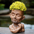Unique Plant Pots Face Planters, Funny Plant Pots Head Planter, Men Face Planters Pots Head, Beefcake Face Vase with Drainage Hole (Brown)