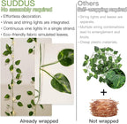 suddus Vine with Fairy Lights Battery Operated, 13.1ft 40 LED Pothos String Lights with Remote, Leaf Lights for Bedroom, Room, Wall, Garden, Party, Wedding Dorm Decor(Warm White)