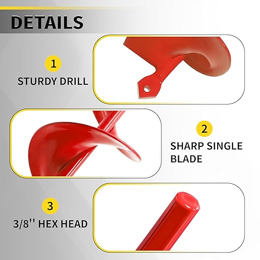 SYITCUN Auger Drill Bit for Planting - 1.6"X16.5" Heavy-Duty Garden Auger Spiral Drill Bit - Bulb Planter Tool - 3/8" Hex Drive Drill