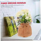 INOOMP Realistic Faux Phalaenopsis Orchid Flowers Potted Decoration for Living Room Office Bedroom Maintenance Artificial Orchid Bonsai with Lifelike Craftsmanship for Home Desktop