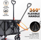 Hikenture Collapsible Wagon - 330LBS Capacity, Extra Large Foldable Wagon with All-Terrain Wheels, Utility Beach Cart for Outdoor Garden