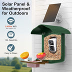 birdsnap® PAV-Bird Feeder with Camera,2K HD with 32GB Card, AI Identify Smart Bird House Cam Solar Panel,Live Stream,Motion Detection,Auto Record Video for Backyard Outdoors,Ideal Gift for Bird Lover