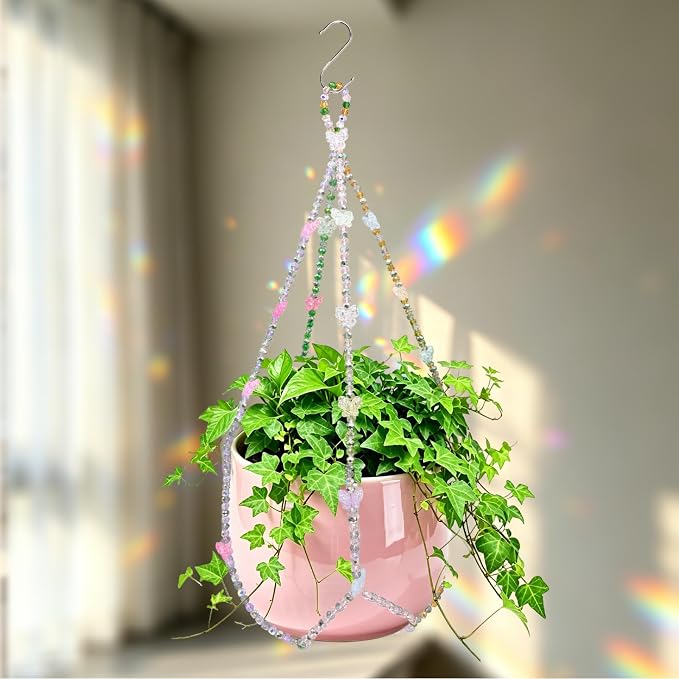 23" Macrame Plant Hanger | Butterfly Suncatcher Hanging Plant Holder with Hook,4–16 Inch Pots for Indoor Outdoor,Ideal Gift for Plant Lovers