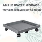 16.5 Inch Square Rolling Plant Caddy Saucer with Wheels, Heavy Duty Wheeled Planter Stand for Potted Plant, Coaster Roller Base Tray with Casters, Flower Pot Dolly Holder for Indoor Outdoor