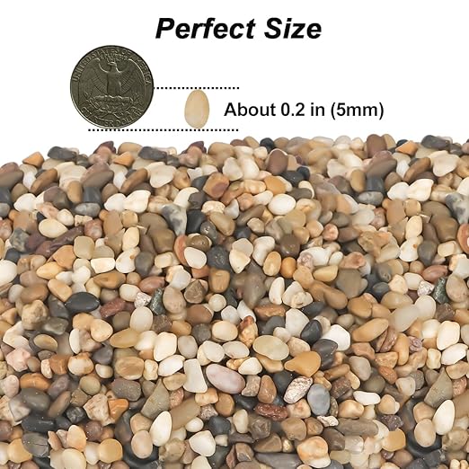 River Rocks,Landscaping Pebbles Decorative Ornamental Pebbles Garden Landscaping Stones Gravel Filler for Home Decoration Flower Bed Fish Tank Plants Vases Succulents (Mixed Color, 1 Pound)