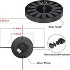 SEIRMEP Solar Fountain Pump with Spray Height Adjustment, Upgrade Glass Solar Bird Bath Fountains with 6 Nozzles, Outdoor Solar Water Fountain Pump for Bird Bath, Garden, Pool, Pond