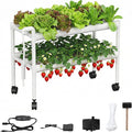 Hydroponics Growing System Kit with Wheels, 54 Plant Sites Gardening Aquaponics Tower, 2-Tier Food-Grade PVC-U Pipes Water Pump Timer for Leafy Vegetables, Indoor, Outdoor (33"x35"x14" in 54 Holes)
