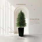 4FT Tall Artificial Cedar Topiary Tree with Full Bushy Columnar Shape, Realistic Faux Cypress in Square Black Pot with Fillable Water Bag, Outdoor Evergreen for Front Porch Garden Home Decor