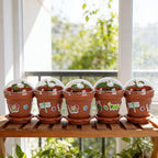 25 Packs Cupcake Plant Nursery Pots with Humidity Dome, Small Plastic Flower Plant Pots with 20 Sheet Stickers, Seeds Starter Pot Flower Planting Container for Seedlings Succulent Display (Wine Red)