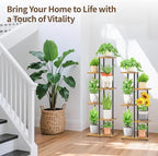 LASZOLA Black 5 Tiered Wood Plant Stand Indoor for Larger Heavy Duty Planter, Sturdy Multi Level Vertical Flowers Racks for Narrow Inside Floor, Decorate Shelving for Hold House Tree, Space Saving