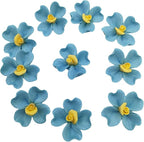 10 PCS 3D Flower Ceramic Tiles,1.6" Handmade Procelain Ceramic Flowers for Artwork,Fish Tank,Vases,Living Room, Dining Table,Office, Home Floral Decor (Single-Flowered Blue)