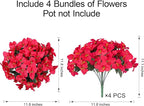 Faux Bougainvillea Artificial Flowers for Outdoors Summer Outside Decor, 4 Bundles Red Fake Bougainvillea Silk Outdoor Flowers Plants UV Resistant Look Real for Porch Patio Window Planter Garden Home