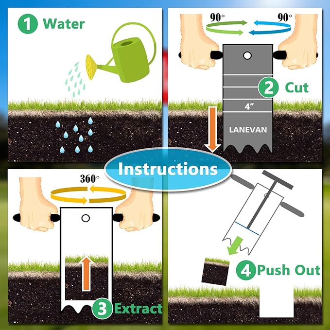 Stainless Steels Golf Hole Cutter for Putting Green Practice, 4Inch & 6Inch USGA Standard Portable Post Hole Digger for Backyard, Lawn Plugger Tool for Gardening