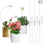 SANSI 3-Pack Pot Clip Grow Lights for Indoor Plants, Full Spectrum Dimmable Plant Light with Timer, ETL Listed