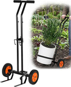 Heavy Duty Plant Caddy with Wheels, Plant Dolly Cart, Adjustable Grabbing Arm & Suction Cups for Easy Plant Movement, Versatile Indoor/Outdoor Plant Dolly Trolley Cart with Strap, Black