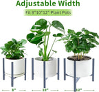 Aripark Plant Stand Indoor Adjustable, Metal Modern Plant Stands Small, Heavy Duty Stable Plant Pot Flower Holder Outdoor Corner, Fit 8 9 10 11 12 inch Pots, Sparkling Blue (Pot & Plant Not Included)