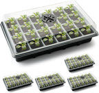 24XL Cell Seed Starter Tray with Dome, 5-Pack 2" Plug Seedling Trays (Total 120 Cells), Plant Germination Tray with Humidity Vented Lid and Base, Mini Propagator Plant Greenhouse for Seed Growing