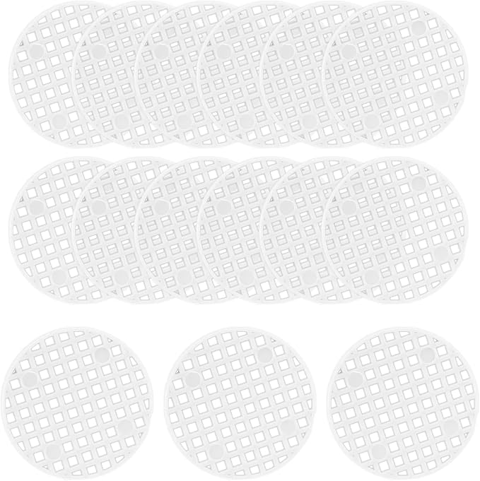 Bivethoi 100pcs Plant Pot Mesh Hole Cover Bonsai Drainage Mesh Insert, Flower Pot Hole Mesh Pad Bottom Grid Mat, Round Mesh Screen Pot Bottom Gasket for Garden Prevent Soil Loss (1.8" / 45mm, White)